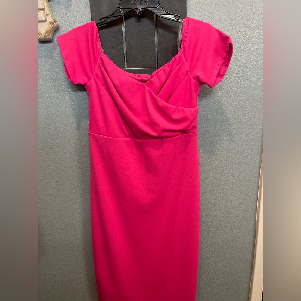 Bright pink maternity dress